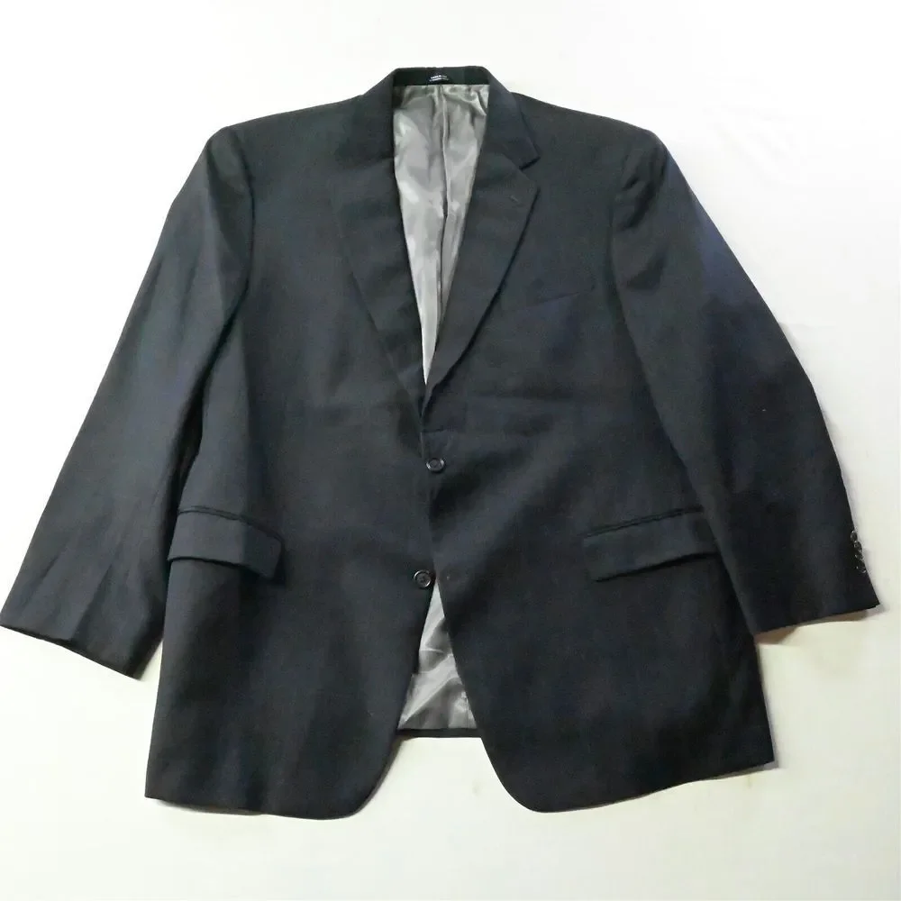 Hart Schaffner Marx 48R Blue Plaid 100% Wool USA Mens‎ Blazer Sport Coat Jacket